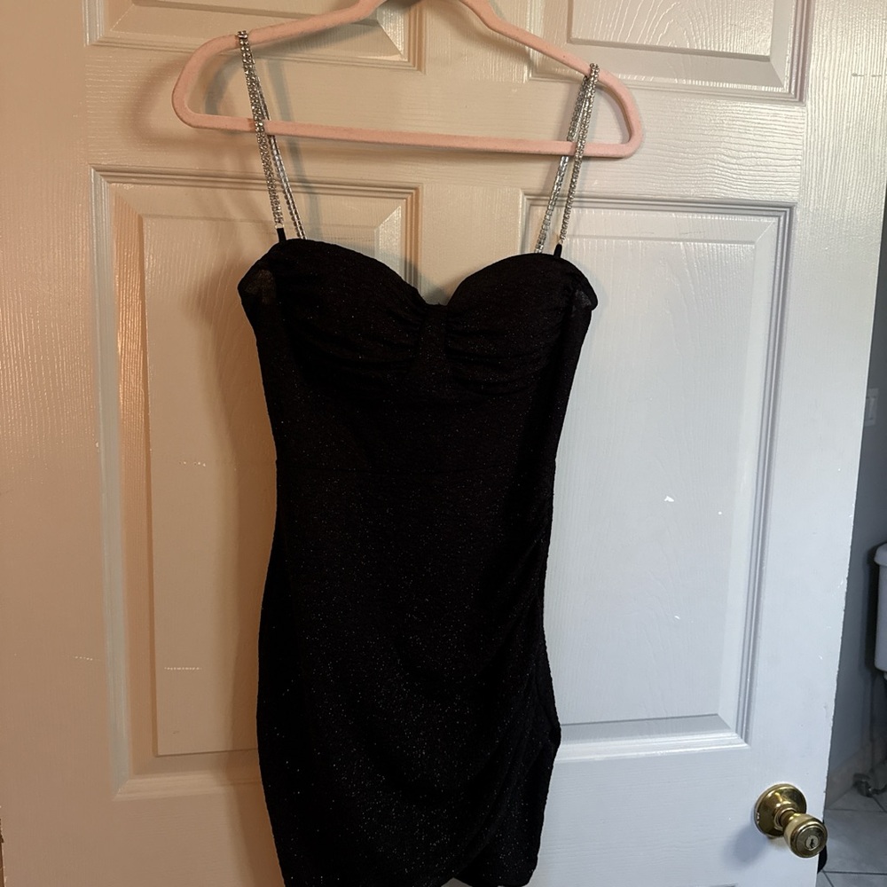 Windsor Black Mini Dress with Chain Straps